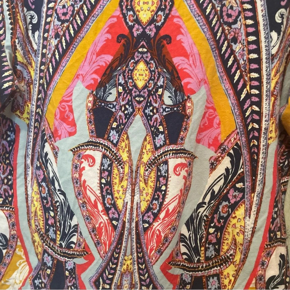 Free People Pick a Place V-Neck Bodysuit- Boho Abstract Paisley Print size L - Picture 6 of 8